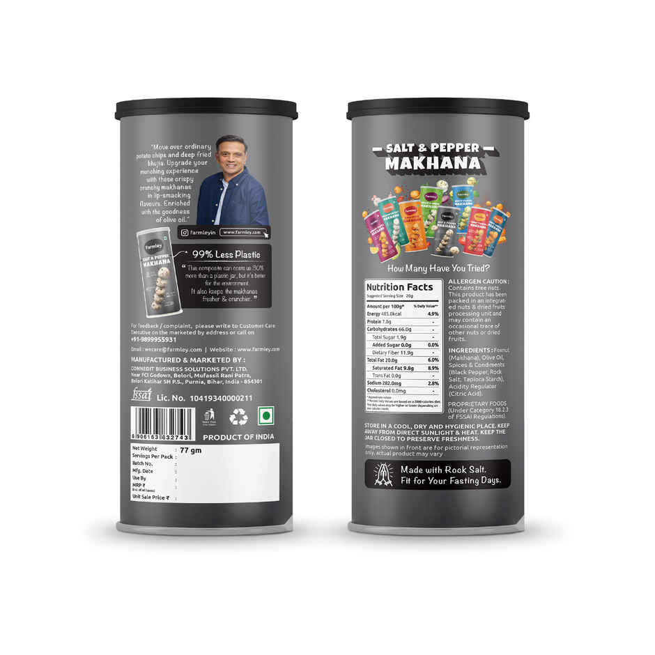 Farmley Black Pepper Roasted Makhana | Fit For Fasting