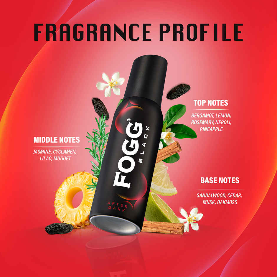 Fogg Black After Dark No Gas Long Lasting Perfume Deodorant Spray for Men and Women