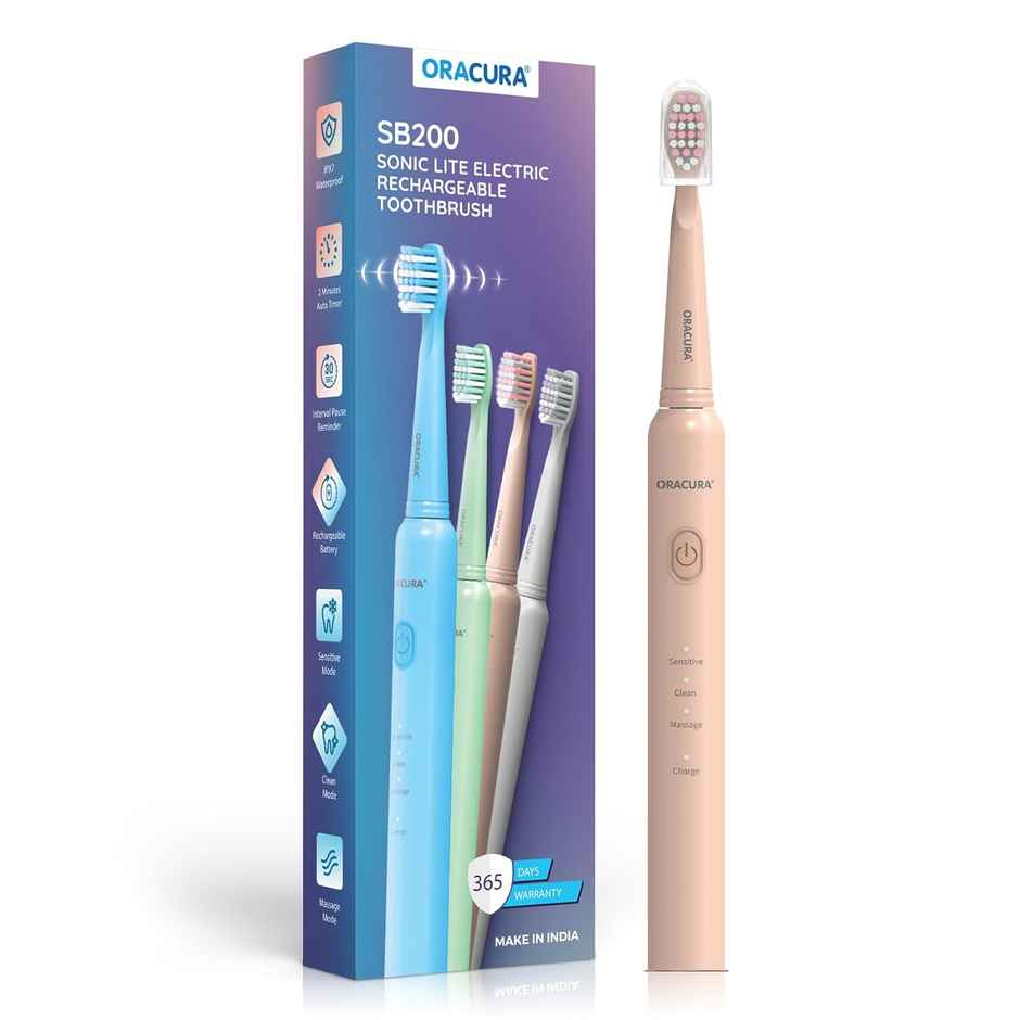 Oracura Sb200 Sonic Lite Rechargeable Electric Toothbrush | Peach