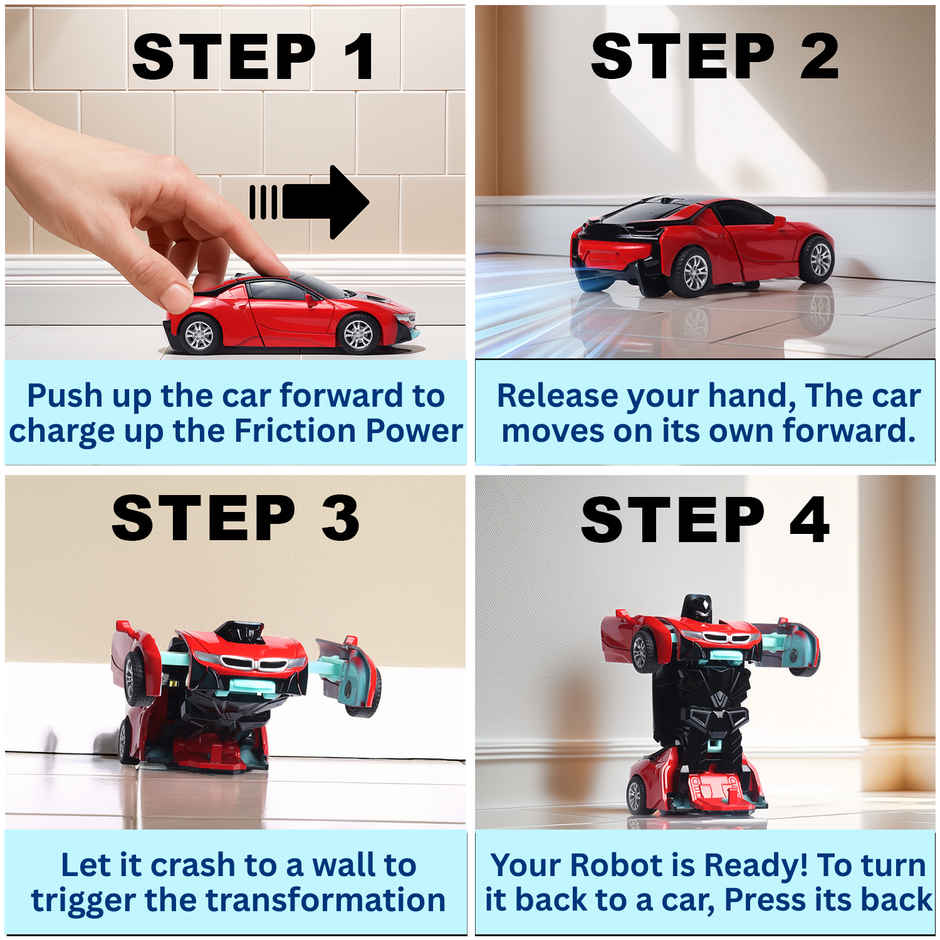 Race N Roll Deforming Friction Car Bm Red