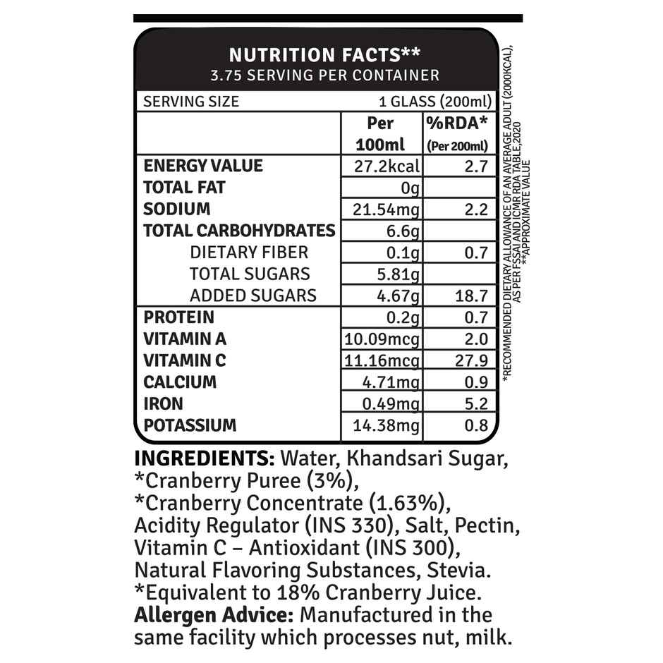 Raw Pressery Refreshers Cranberry Fruit Juice