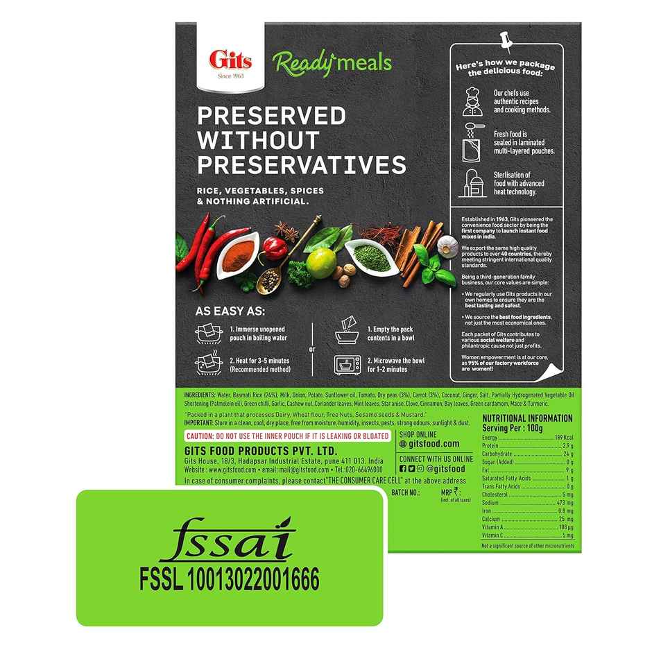 Gits Ready To Eat Meals Veg Pulav