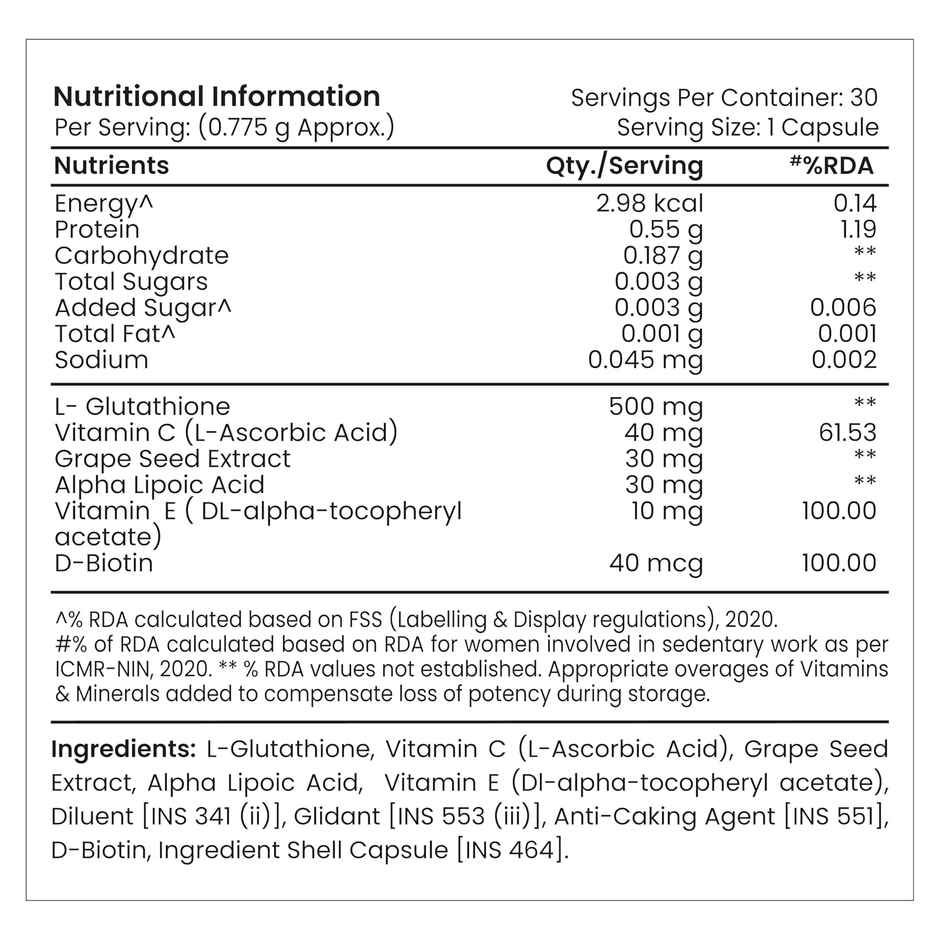 Tata 1mg Glutathione Advanced Capsule Pack Of 30 Tablets