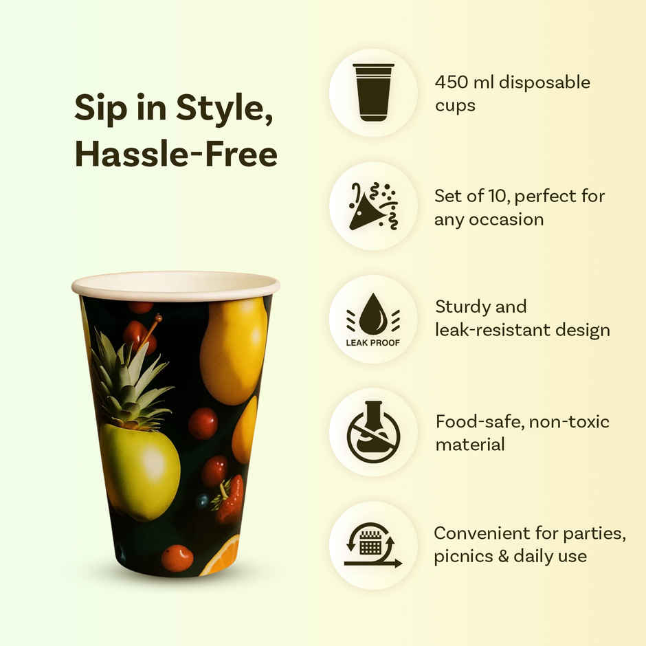 Paper Cup | Premium | 450 ml | Pack of 10 | Careswipe