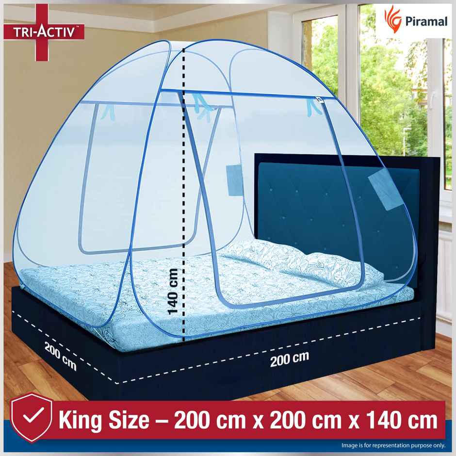 Tri-Activ Premium Machardani Mosquito Net For Double Bed | Piramal Blue