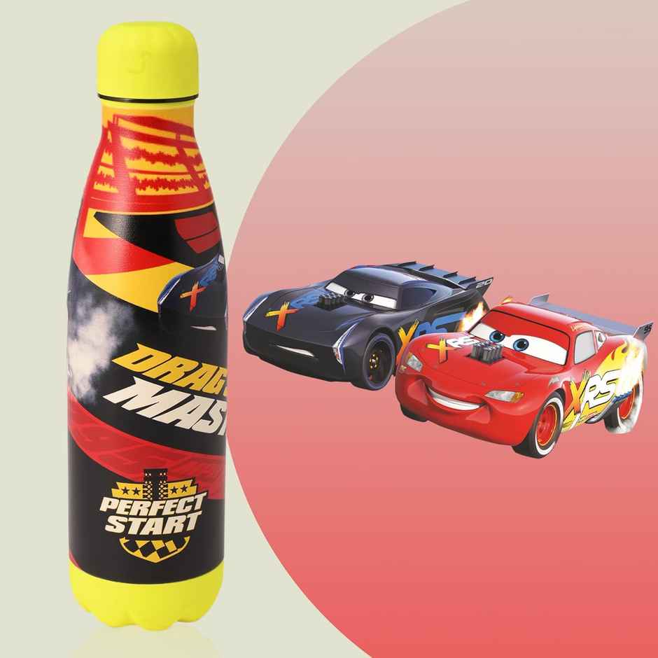 Kuber Industries Disney Car 500 ml Insulated Sipper Water Bottle with 2 Lids & Straw | Red