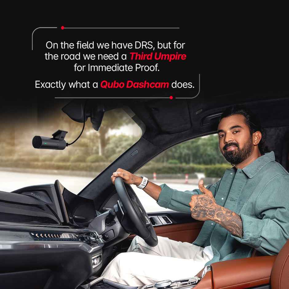 Qubo Car Dashcam Pro X by Hero Group | 3MP 1296P FHD+ Camera | NightPulse Vision | Wide-Angle FOV | Supercapacitor | Built-in Wi-Fi, Mic | App Control | G-Sensor | Up to 1TB Storage - Space Grey