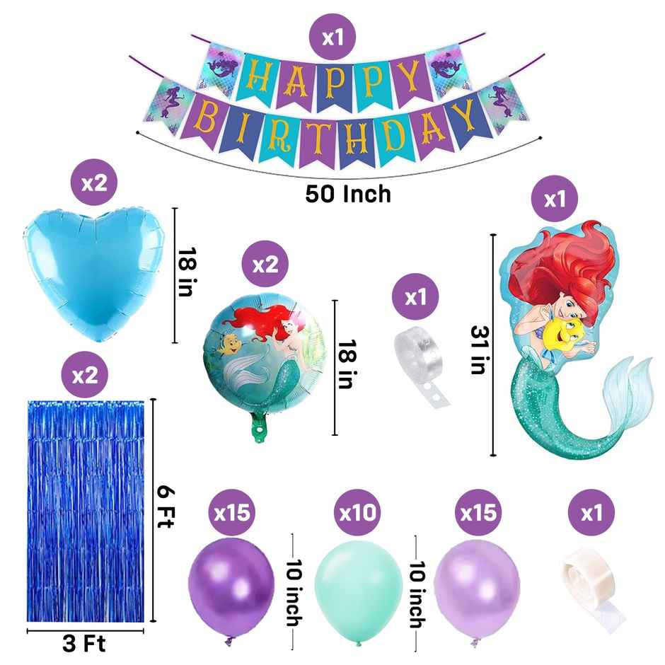 Party Propz Mermaid Theme Birthday Decorations - Pack Of 50