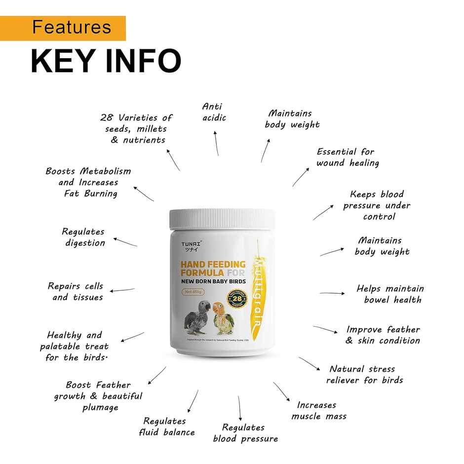 Tunai Hand Feeding Formula For All Baby Birds