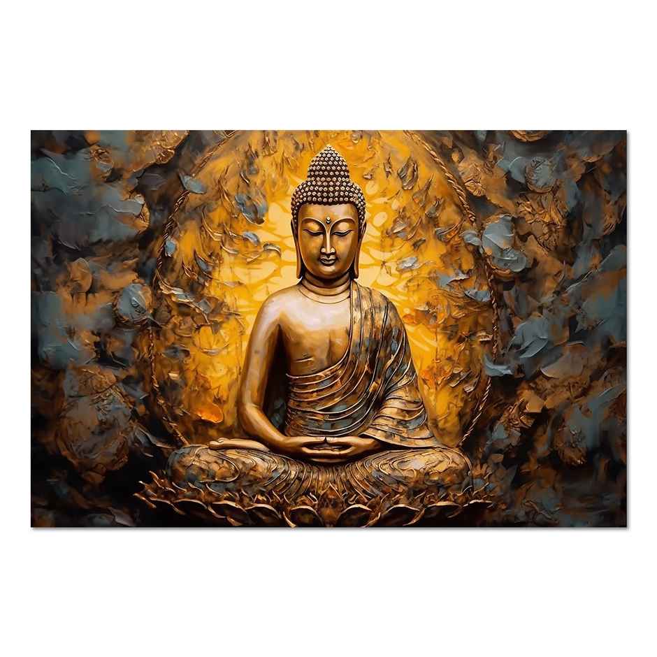 Paper Plane Design Lord Buddha Religious Wall Poster For Living Room Size | 12 x 18 inch | D10