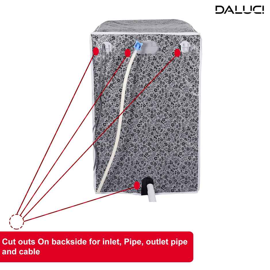 Daluci Top Load Washing Machine Cover - Samsung - 6.2-7.5 kg | Black & Grey | 55 x 55 x 92 cm