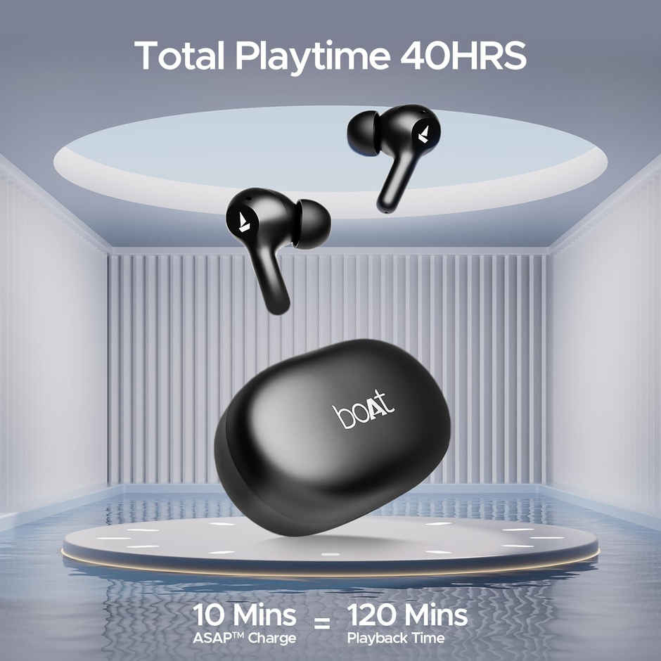 boAt Airdopes 71 TWS Earbuds w/ 40H Playtime, Dual Mics with ENx & ASAP Charge (Active Black)