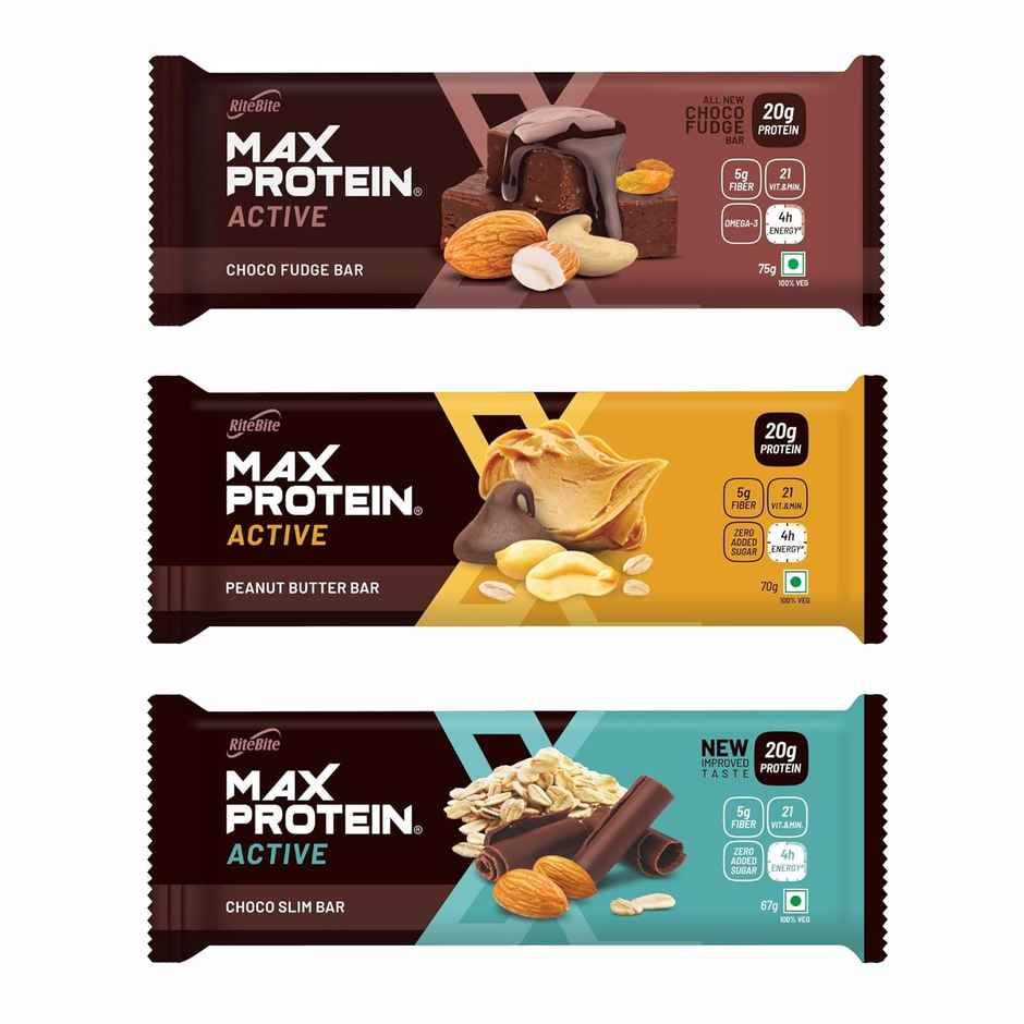 RiteBite Max Protein 20g Protein Bar Active Assorted (Pack Of 5)