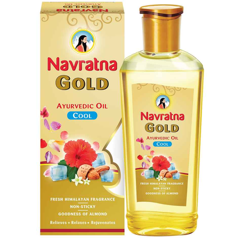 Navratna Gold Ayurvedic Hair Oil Non Sticky Mild Fragrance Goodness Of Almond
