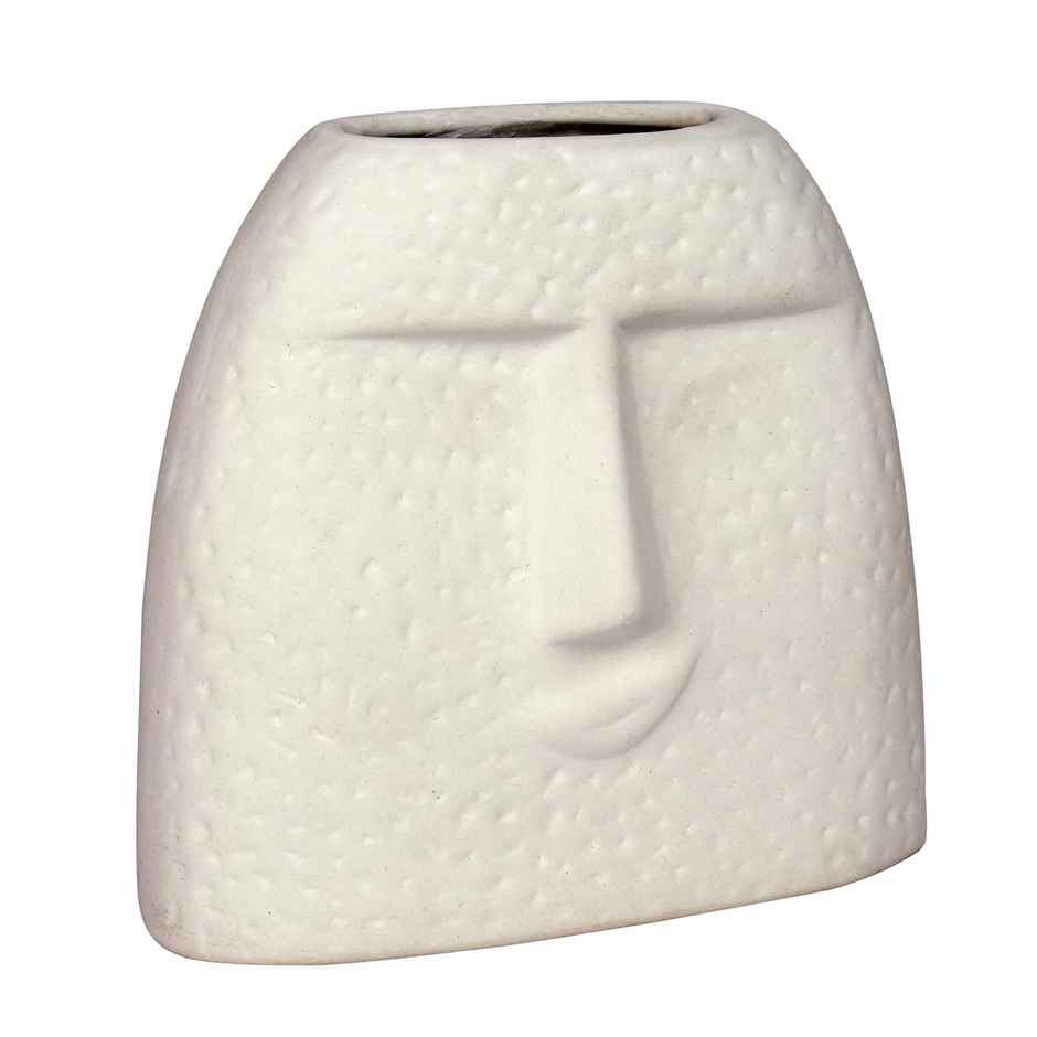 Tied Ribbons Ceramic Face Shape Vase Without Flowers