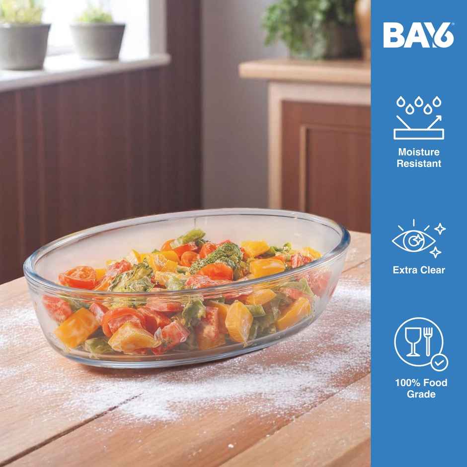BAY6 Premium Imported Borosilicate Baking Dish Oval - 700 ml