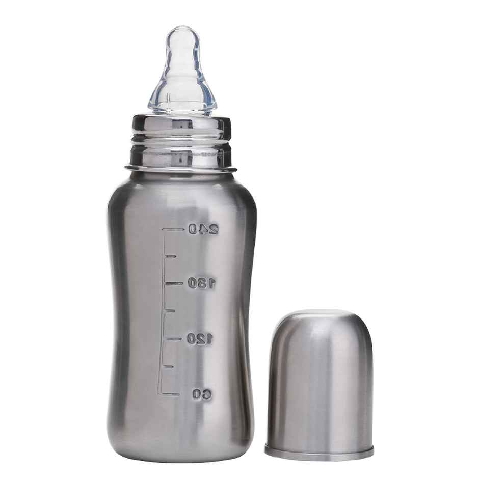 Vega Baby & Mom Steel Feeding Bottle | 240 ml | Regular Neck | Bpa Free | Vbfb4-06
