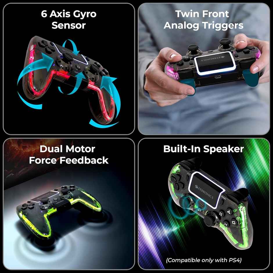 Zebronics Max Link Pro Wireless Controller | Hall Effect | 6 Axis Gyro | Analog Trigger | Touch Pad