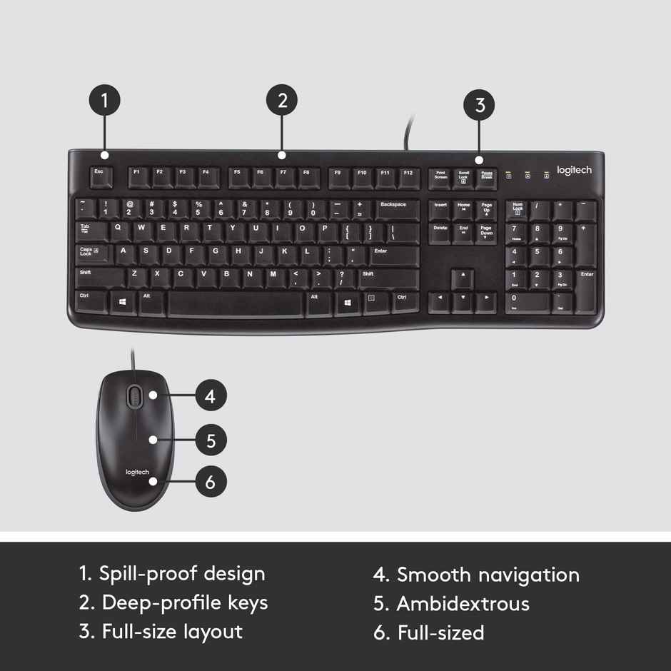Logitech Mk120 Wired Usb Keyboard And Mouse Set