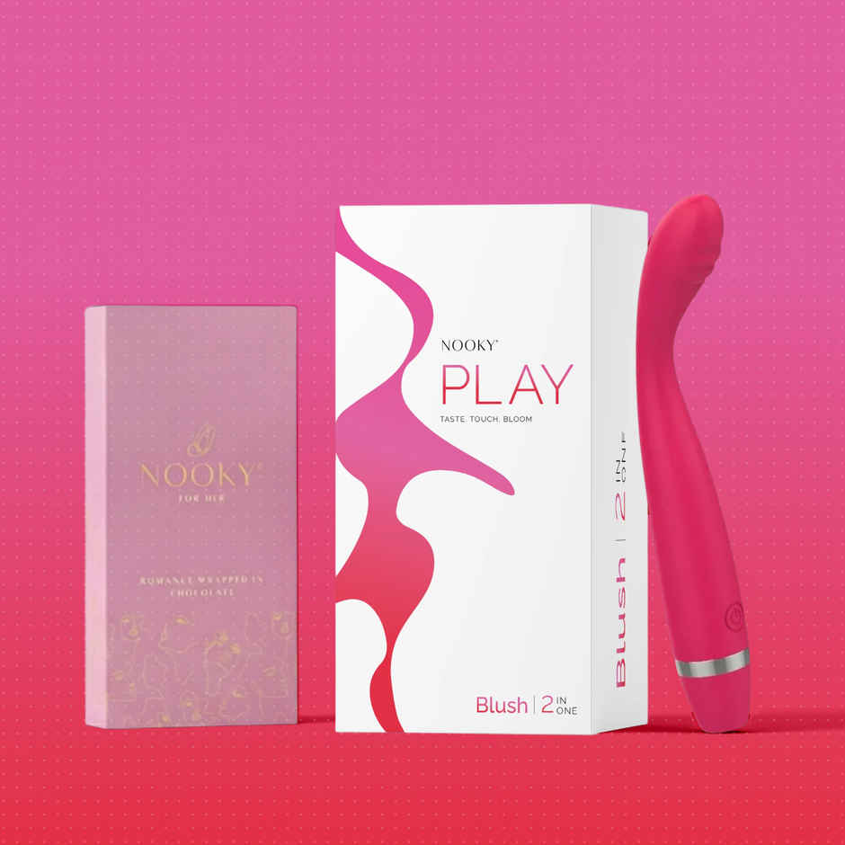 Nooky Blush 2 in 1 Play Kit Pulse Women Massager and Intimacy Chocolate for Her