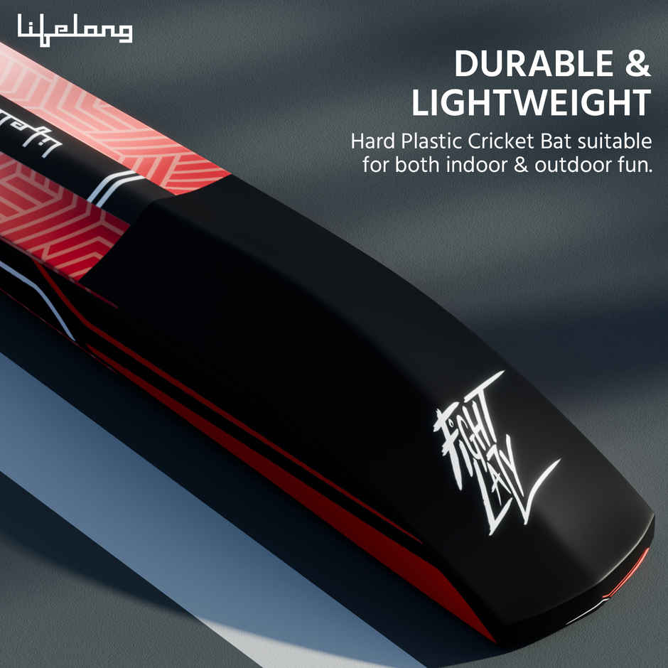 Lifelong Adult Plastic Cricket Bat, Full Size - 34 x 4.5 inch, Black & Red