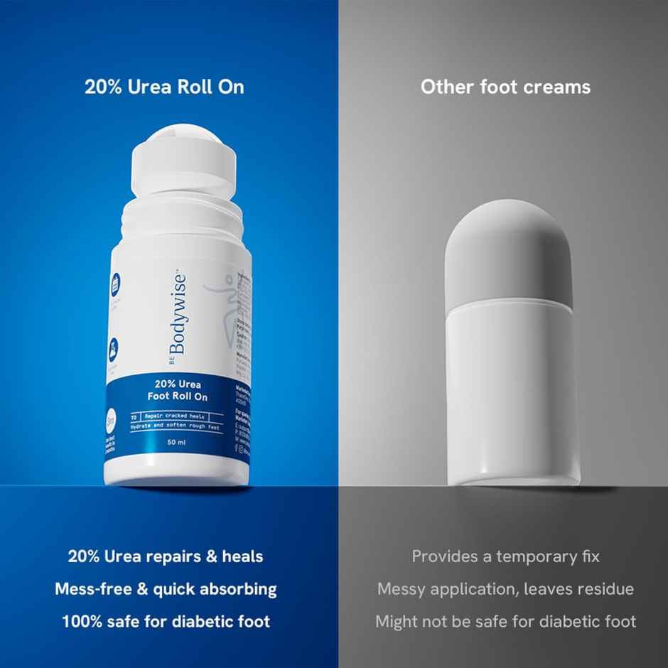 Be Bodywise 20% Urea Foot Cream Roll On | For Dry & Cracked Heels