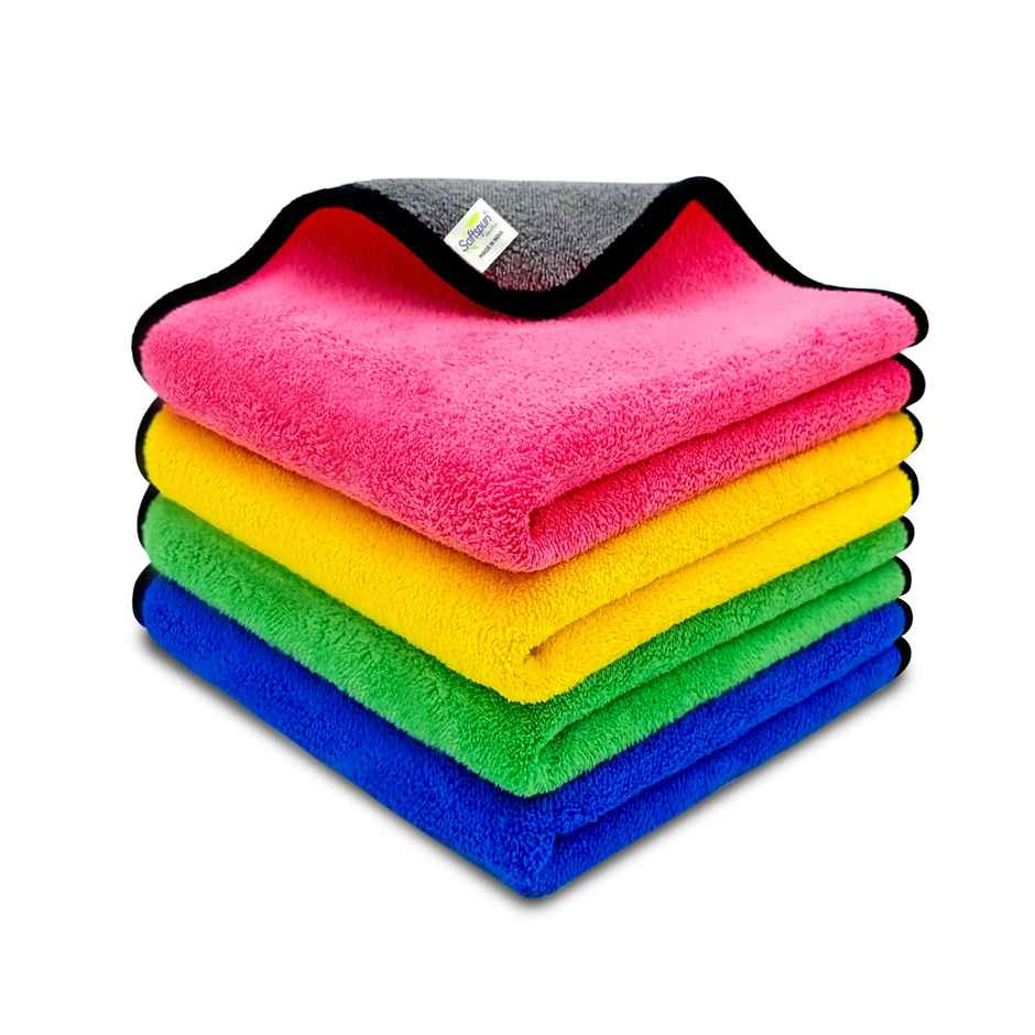 Softspun Microfiber Cleaning Cloths (600 GSM, 40x40cm, 4pc Multicolor/Assorted)