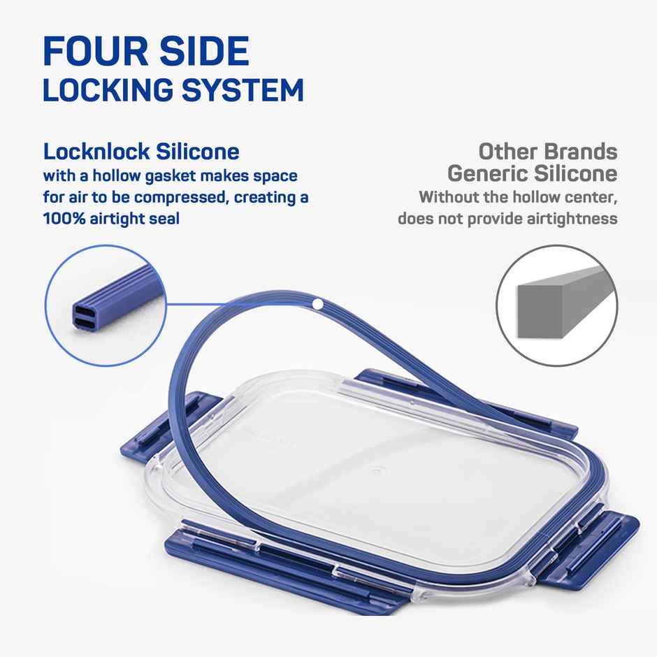 LocknLock HPL808 Classic Plastic Airtight Food Storage Container | Transparent - 850 ml