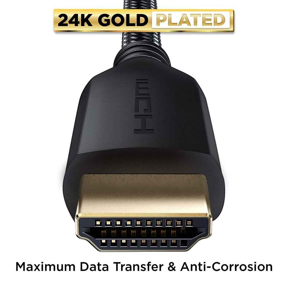Ailkin HDMI Cable with Ethernet| 4K at 60Hz| 18Gbps| Dolby DTS| eARC| 3D| 1.5M| Black