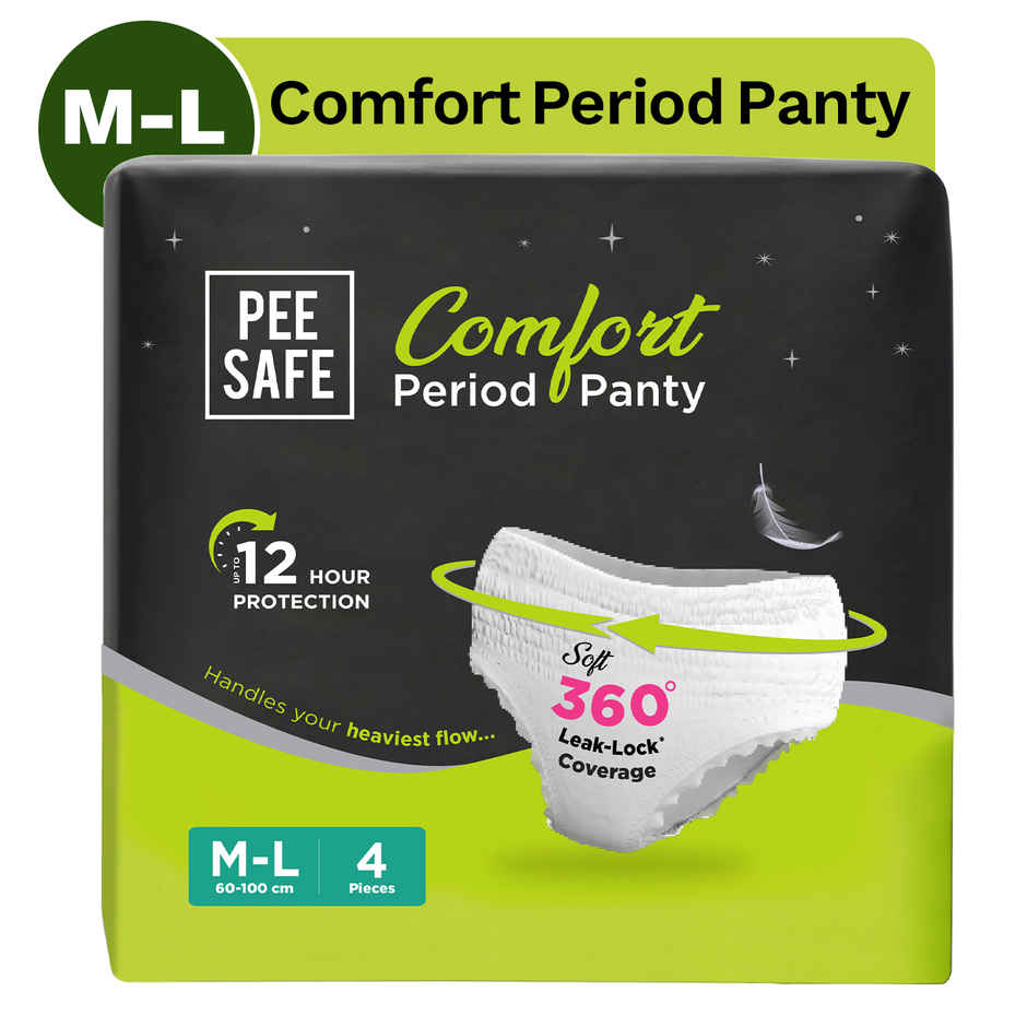 Pee Safe Disposable Leak-Proof Period Panty|Seamless & Comfortable for Day & Night Protection (M-L) Combo