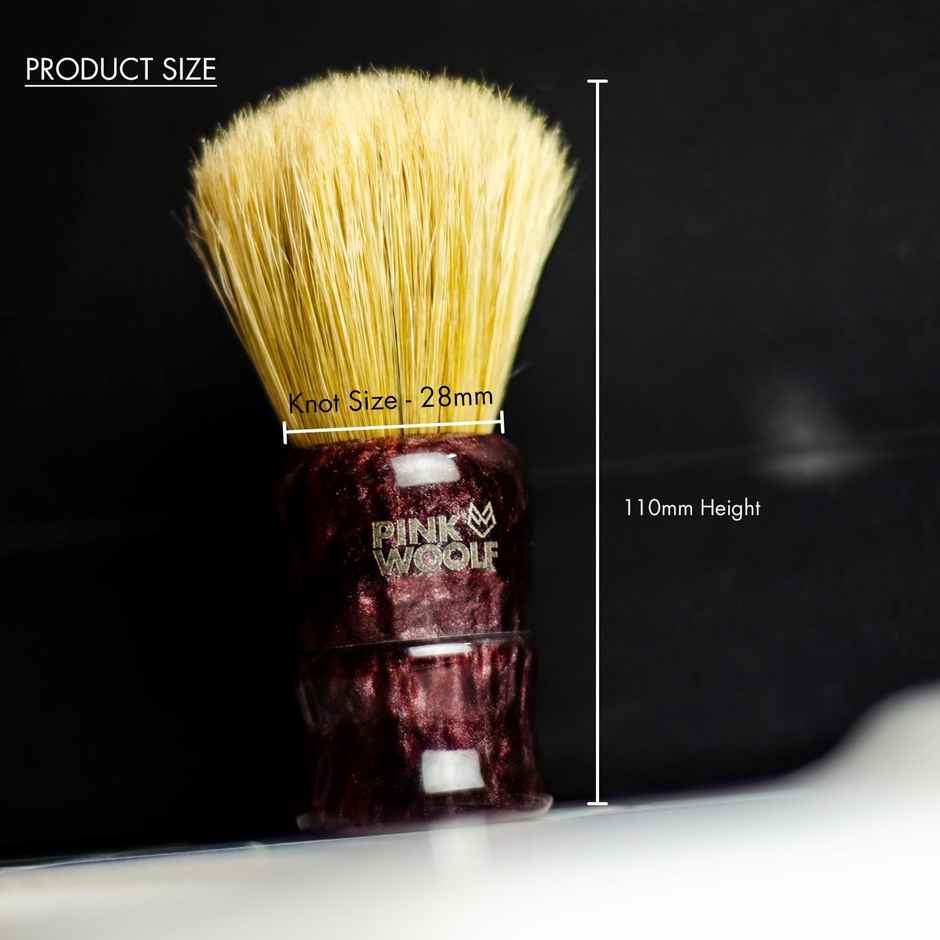 Pink Woolf Hand Crafted Soft Boar Shaving Brush | Gloss Resin Maroon Handle
