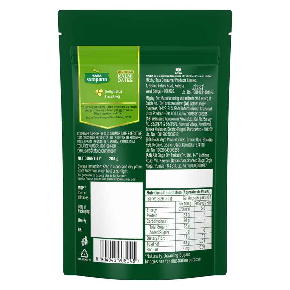 Tata Sampann Premium Kalmi Dates | Rich In Fibre | Naturally Sweet | Naturally Low-Fat Food