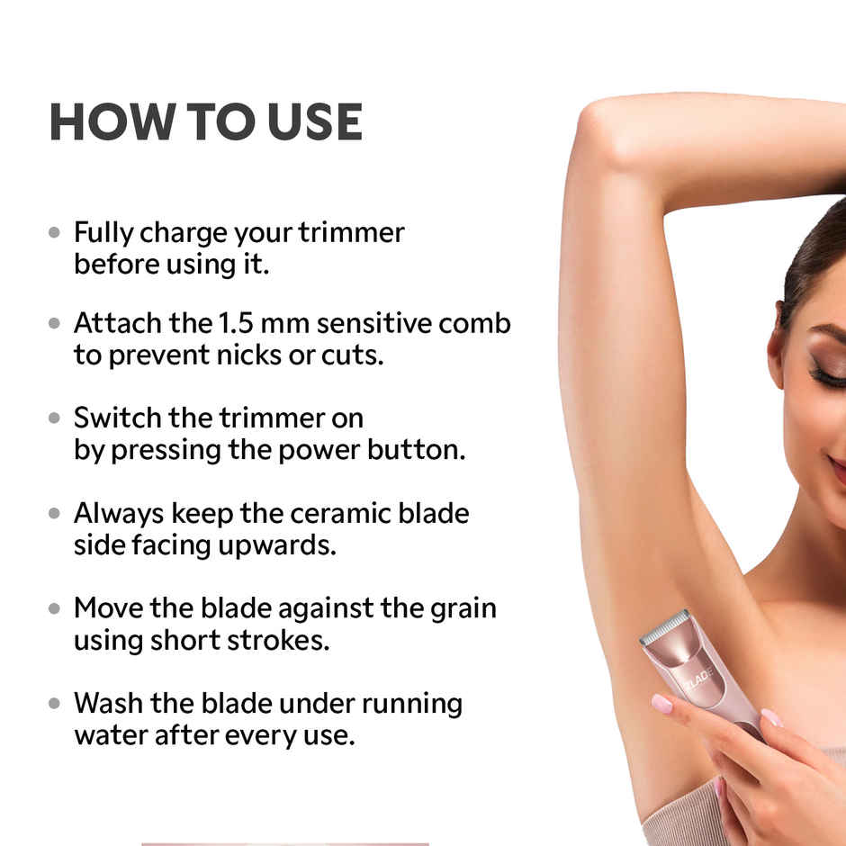 Zlade Summer Pro Intimate Body Trimmer for Women|Soft Ceramic Blades|Waterproof|Digital Display