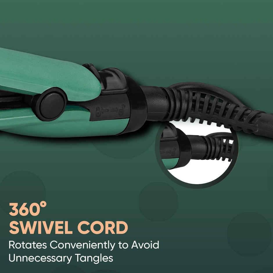 Vega Salon Smooth Hair Straightener for Women with Quick Heatup, 1 Year Warranty, Green (VHSH-42)