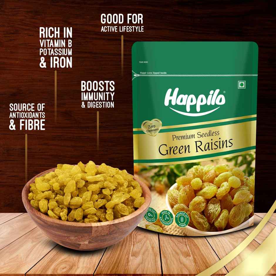 Happilo Premium Seedless Green Raisin | Kishmish | Dry Fruits