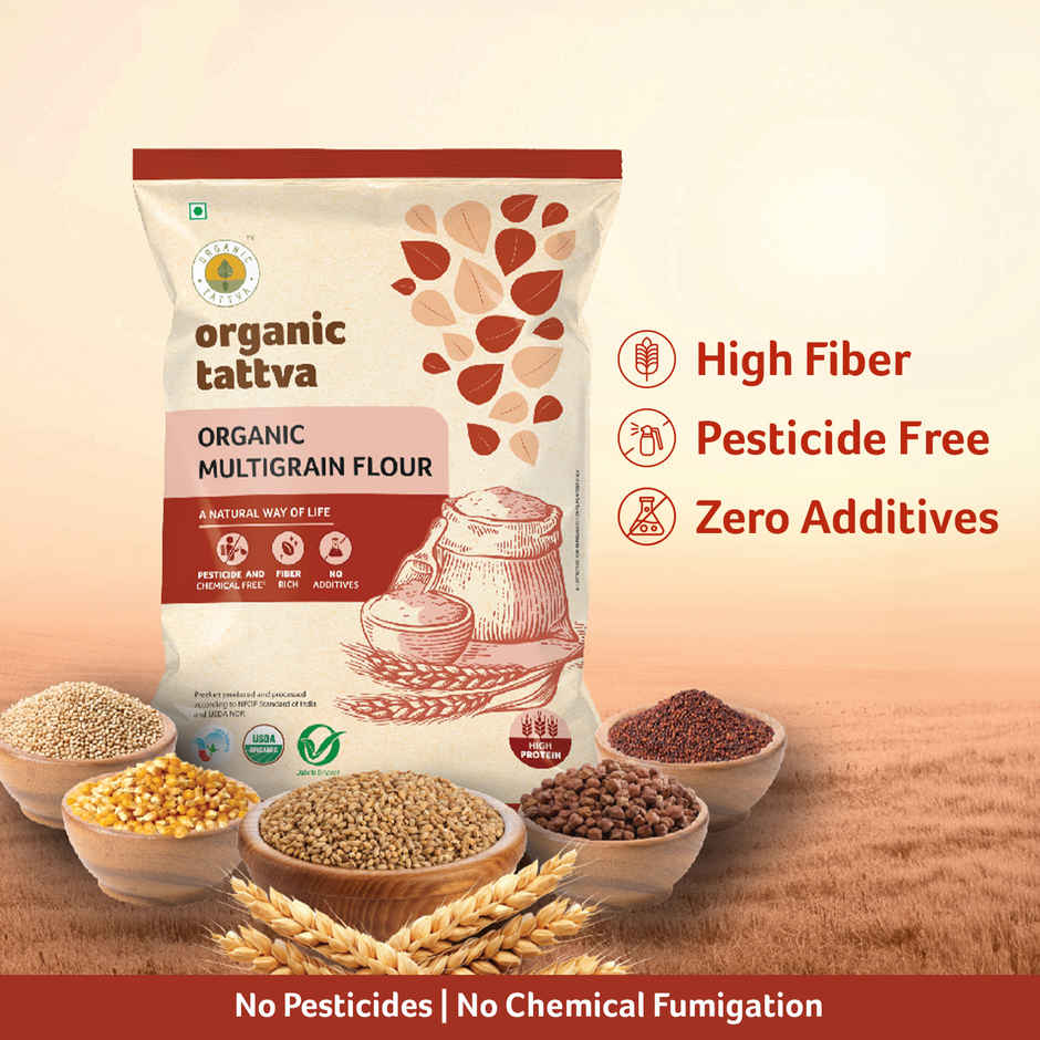 Organic Tattva Multigrain Flour | Gluten Free | 25% Multigrain, 75% Whole Wheat
