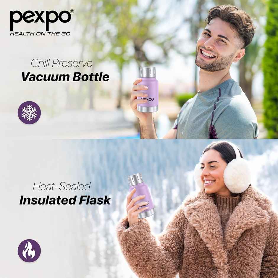 Pexpo Cameo Hot & Cold Stainless Steel Water Bottle | 160 ml | Orchid Purple
