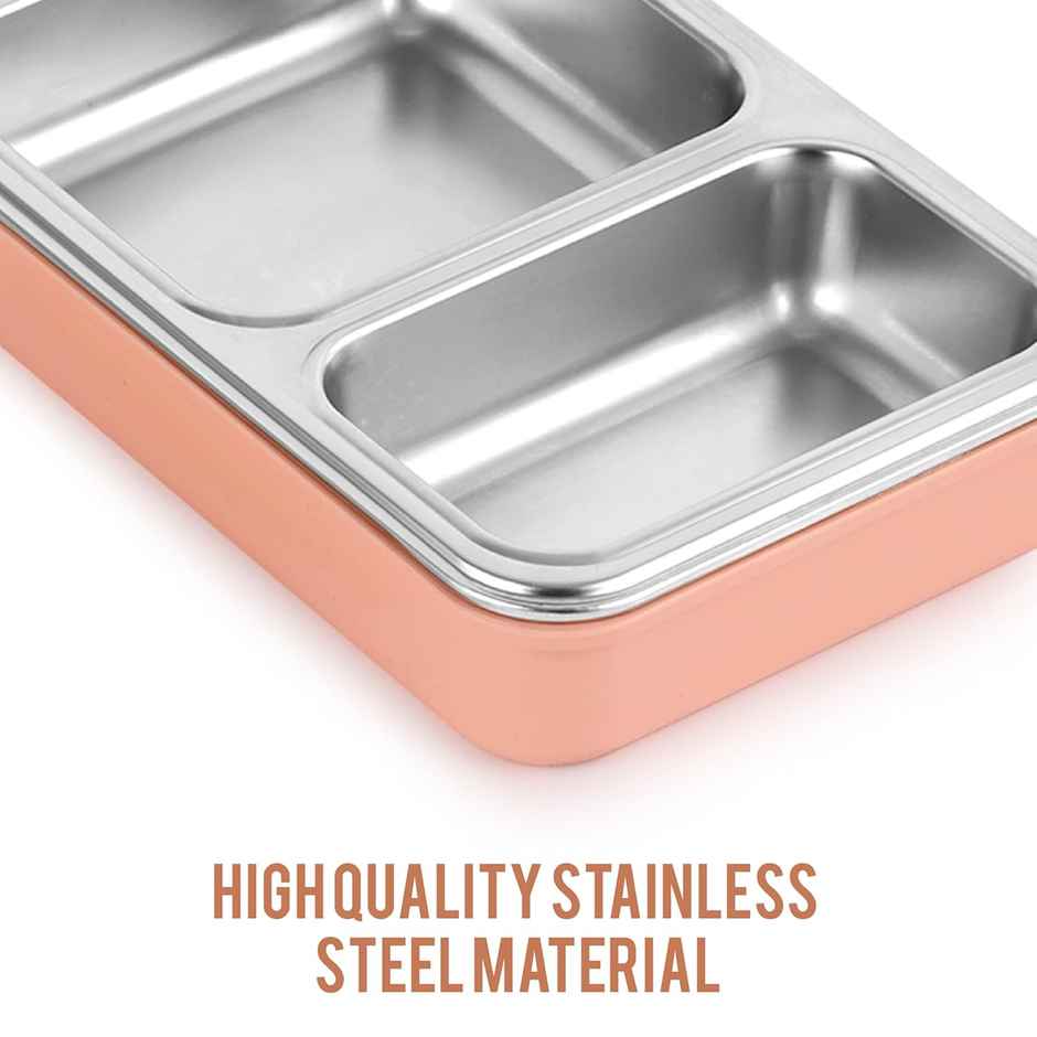 Cello Duo Medium PU Insulated Lunch Box Set of 1 | 4 Sided click Locks (Colour May Vary)