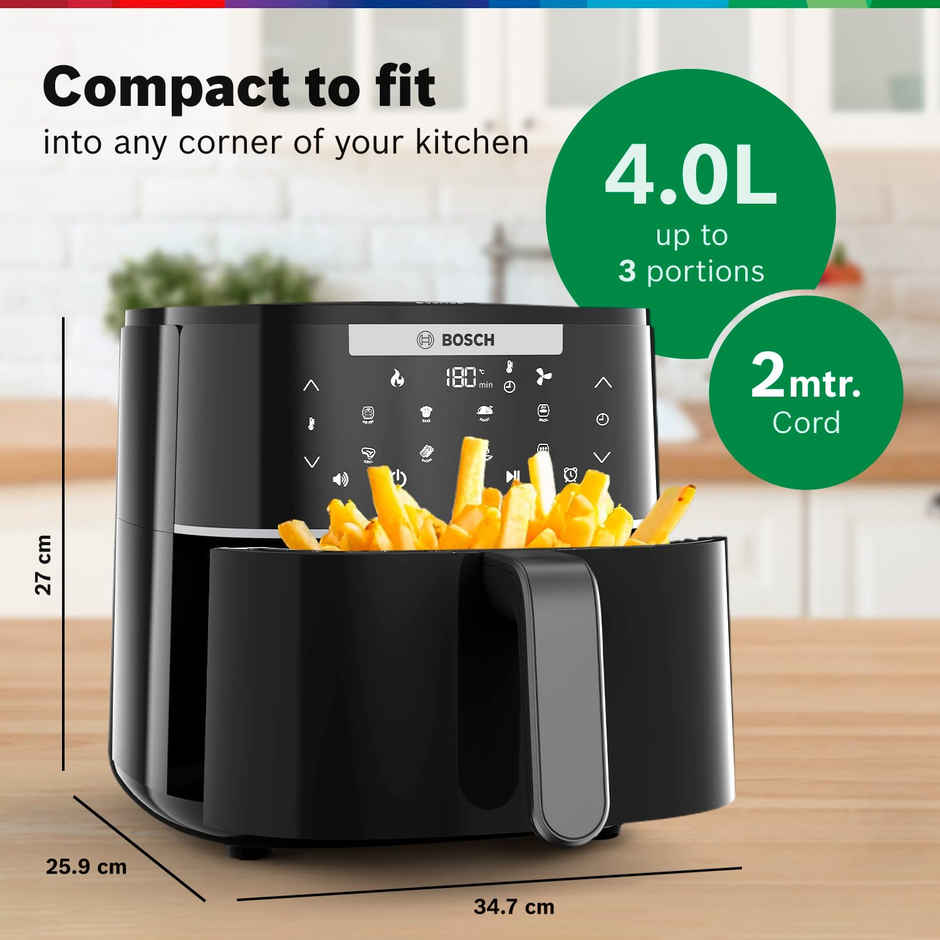 Bosch Cripsmaxx Air Fryer 4L | Touch Panel, Smart Integrated System | MAF240B0IN