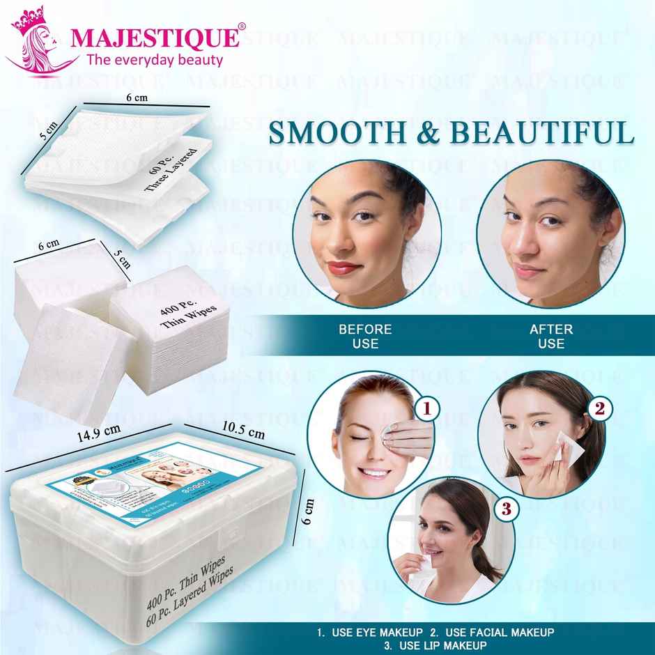 Majestique Facial Cotton Pads - Soft and Makeup Remover Wipes | 460 pcs