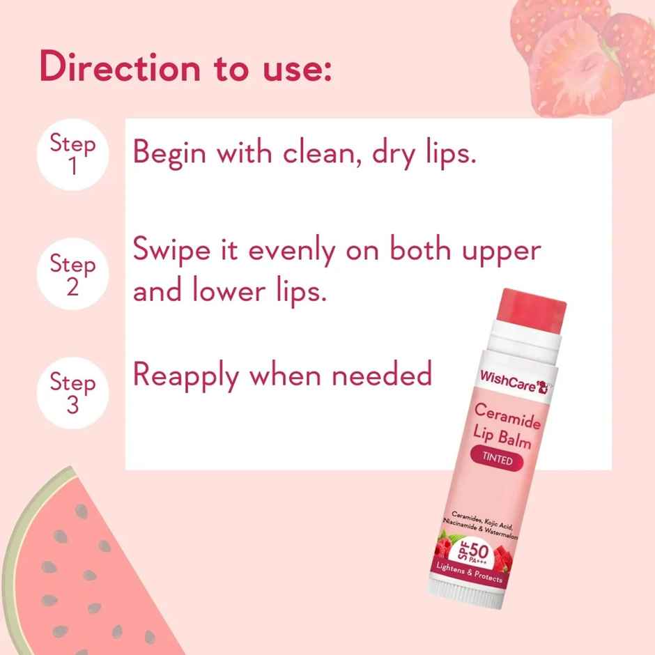 Wishcare Tinted Ceramide Lip Balm With SPF 50 PA+++ - Kojic Acid & Niacinamide