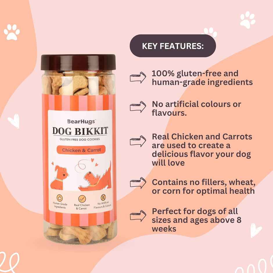 Bearhugs Dog Bikkit Chicken & Carrot Dog Cookies(Jar)