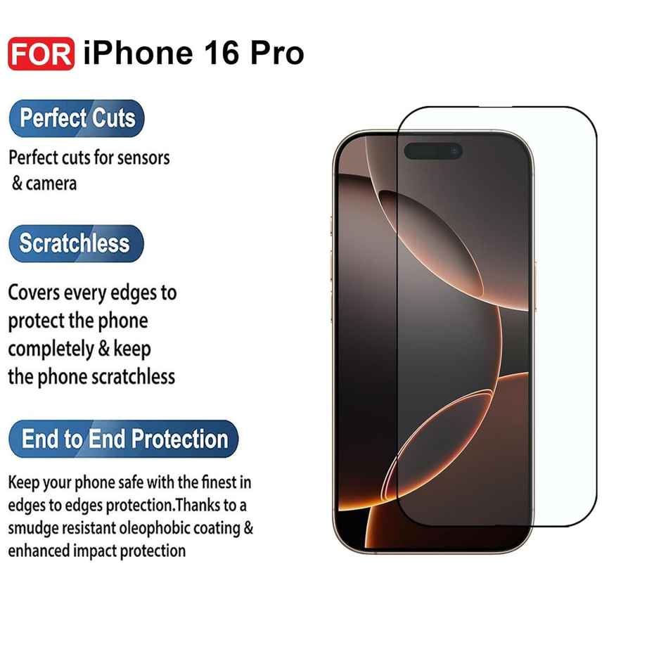Artistque Tempered Glass for iPhone 16 Pro Screen Protector Guard