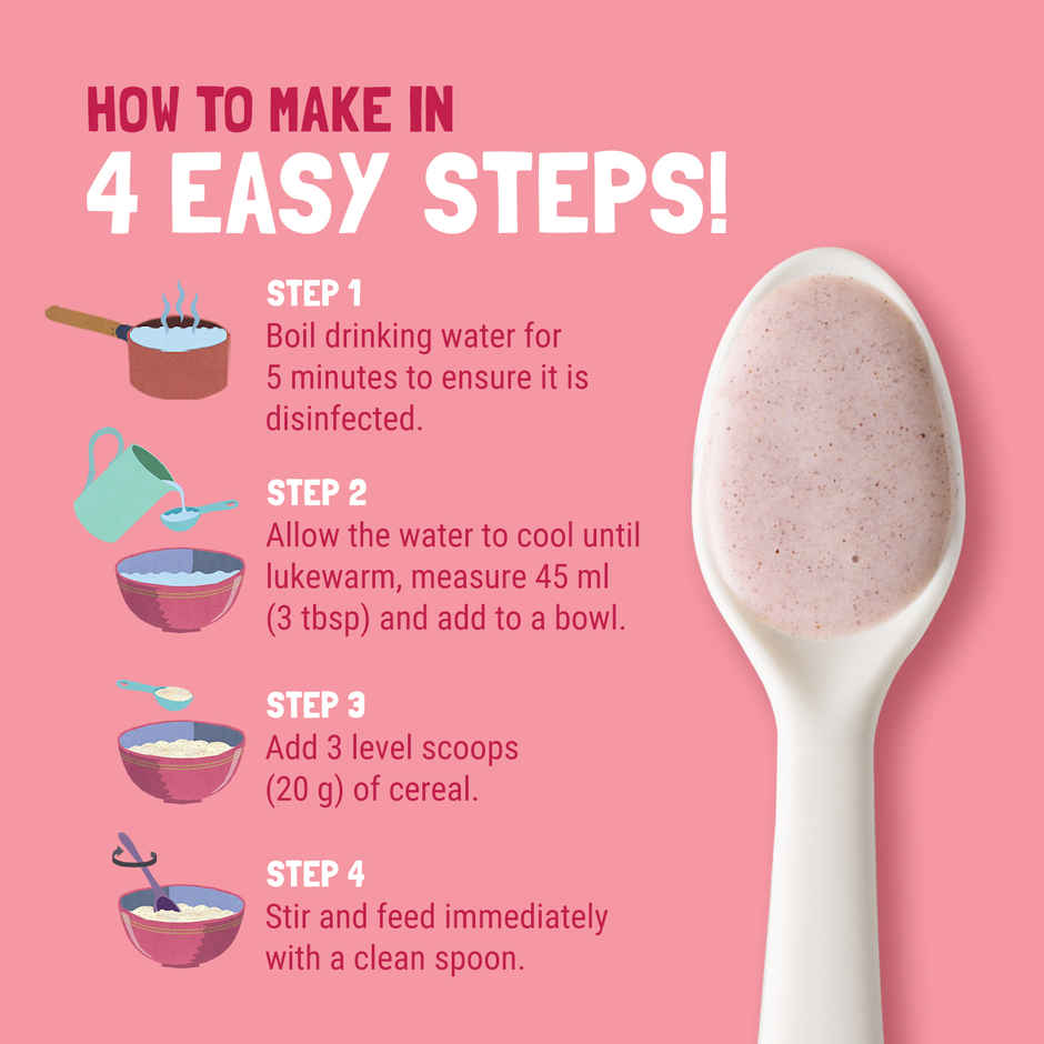 Slurrp Farm Strawberry, Ragi and Rice Cereal with Milk and No Added Sugar