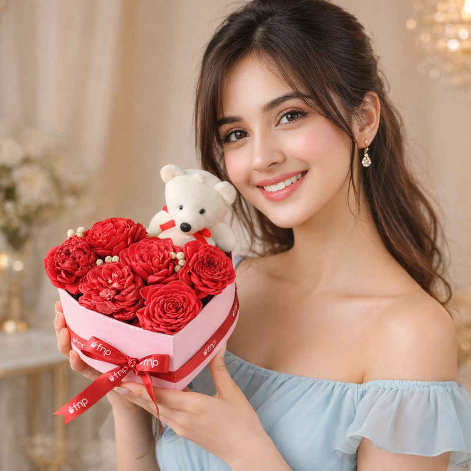 Flowers and Teddy Romance Gift Hamper Combo Set | FNP