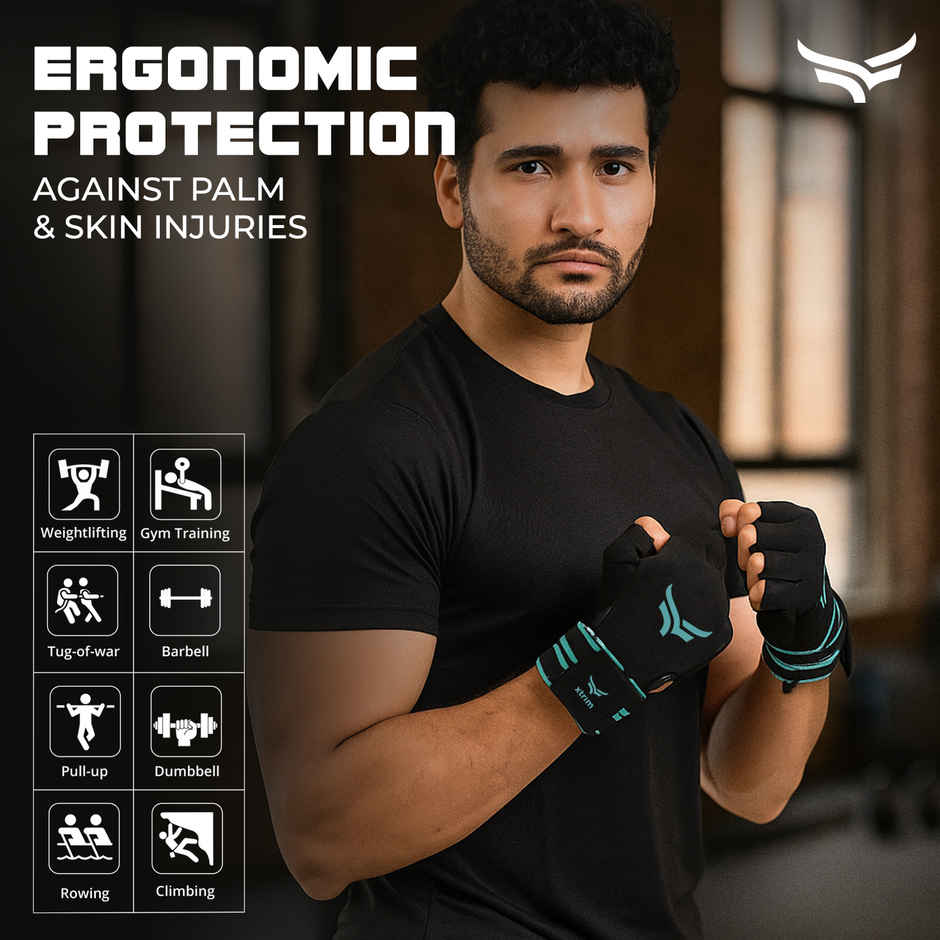 Xtrim Leather Gym Gloves for Men & Women | Wrist Support & Weightlifting Gloves - M