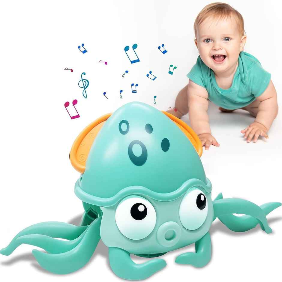 Kidology Crawling Octopus Baby Toy for Kids | Musical Toy Gift for 1-Year-Old Babies - Blue