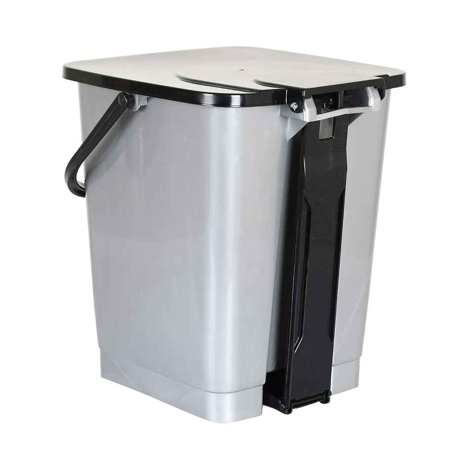 Kuber Industries Plastic 10 L Step-On Pedal Dustbin with Lid|Size 24 x 24 x 30 CM | Grey
