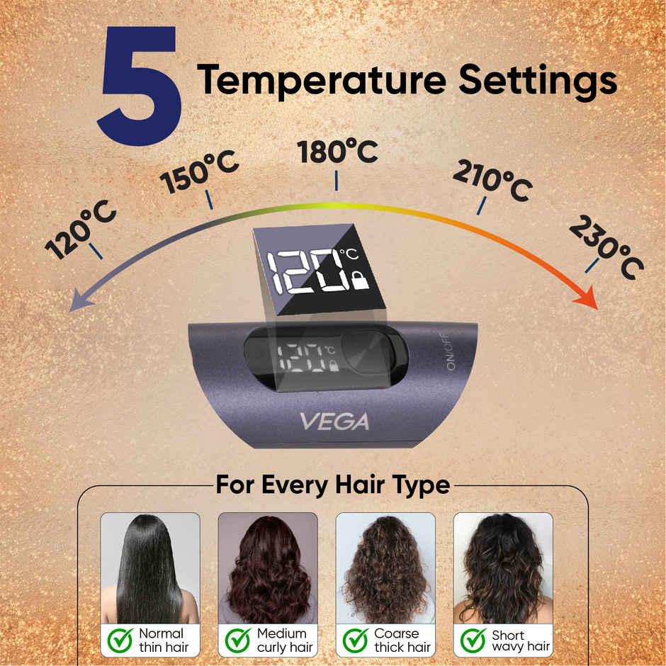 Vega Litstyle L1 Hair Straightener Brush with Up to 12 Hrs Straightening Effect, (VHSB-06)