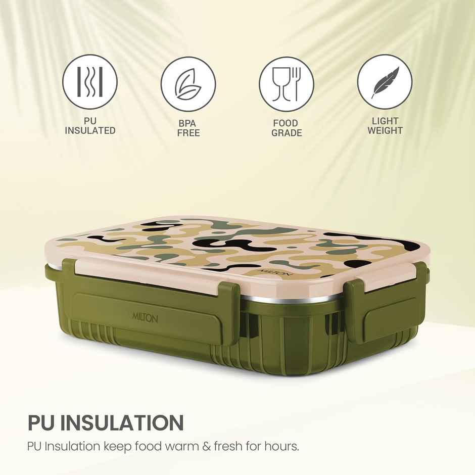 MiLiteron Fun Feast 3 Inner Stainless Steel Tiffin Box | 700 ml | Military Green